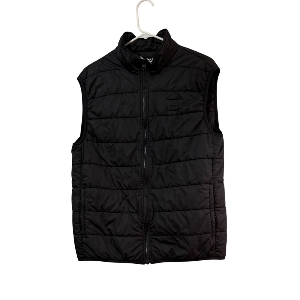 J.Lindeberg Mens Leroy 3L-Tech Puffer Vest Black Quilted Full Zip FMOW00770 L